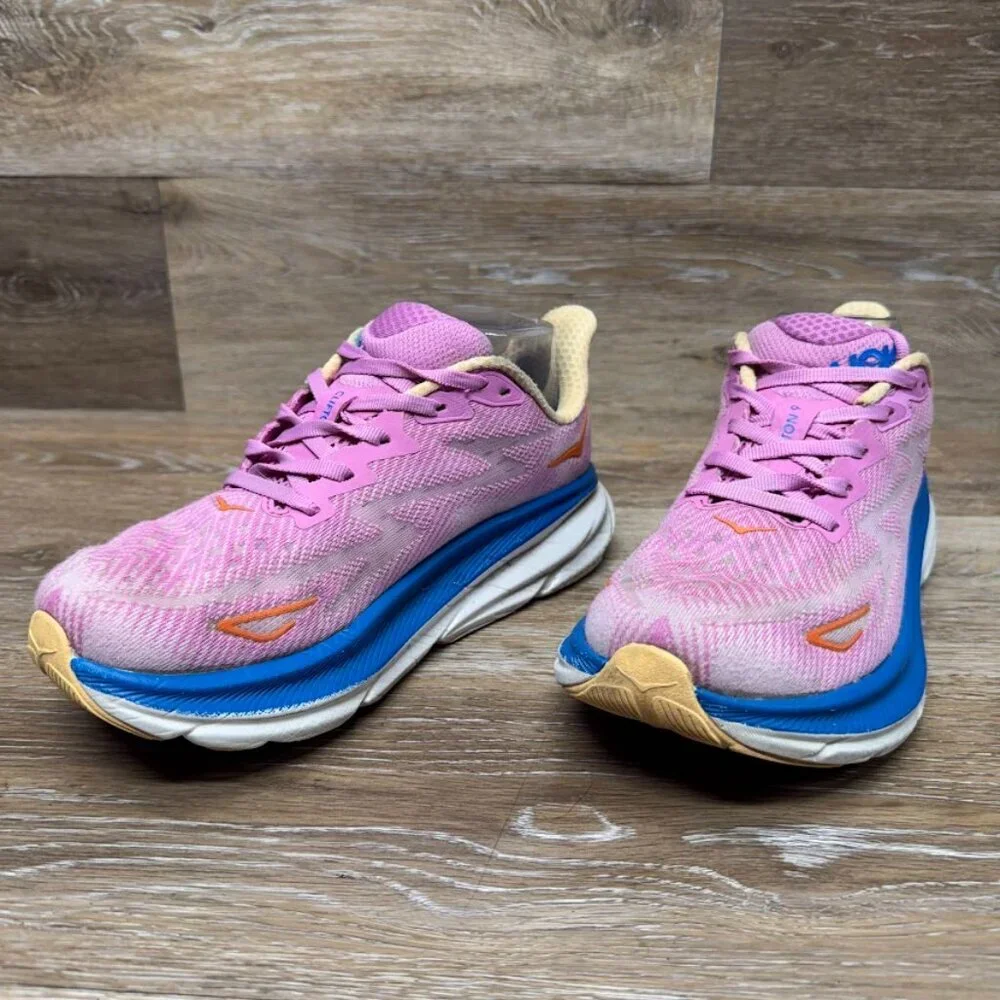 Hoka One One Clifton 9 Lilac/Blue Athletic Shoes Women's Size 7